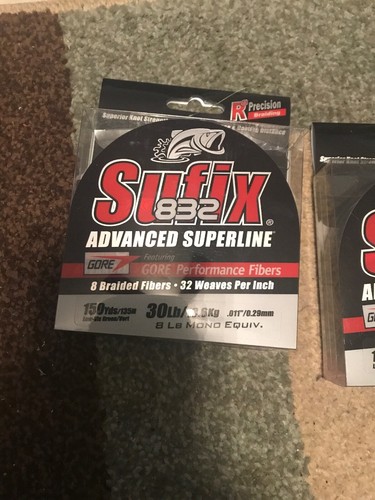 2 Sufix Braided Fishing Line 30LB 832 Advanced Superline Low-Vis Green 660-030G