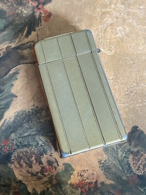 Vintage Scripto U.S.A. Lighter 22K Gold Karatclad Retro Smoker Pin Stripe