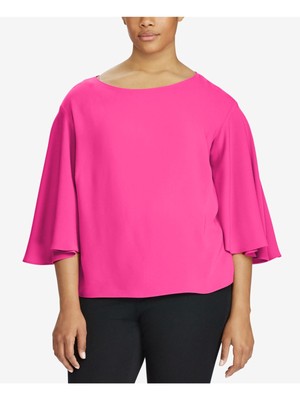 

Женский розовый пуловер с расклешенными рукавами RALPH LAUREN Wear To Work Crop Top Plus