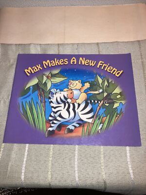 Pfizer 2000 Promotion Kids Book Max Makes A New Friend Paperback Zebra Lion