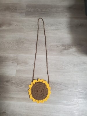 New Handmade Crochet Sunflower Crossbody Bag 28 In
