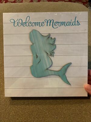  Welcome Mermaids  8 x8  Square Cardboard 3-D Wall Hanging Art New (CT)