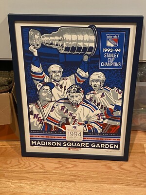 NY RANGERS 1994 STANLEY CUP CHAMPS 25 ANNIVERSARY POSTER #'d SIGNED STOLITRON