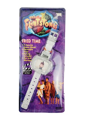 Vintage 90s Flintstone Fred Dino Kids Flip Up Watch In Original Sealed Package