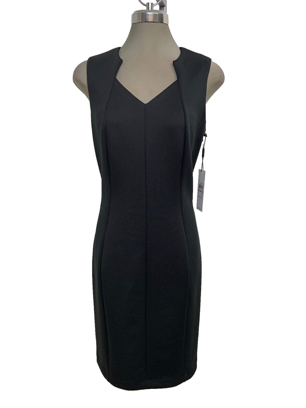 Элегантное ЧЕРНОЕ платье-футляр с необычным вырезом от Calvin Klein NWT, размер 12
