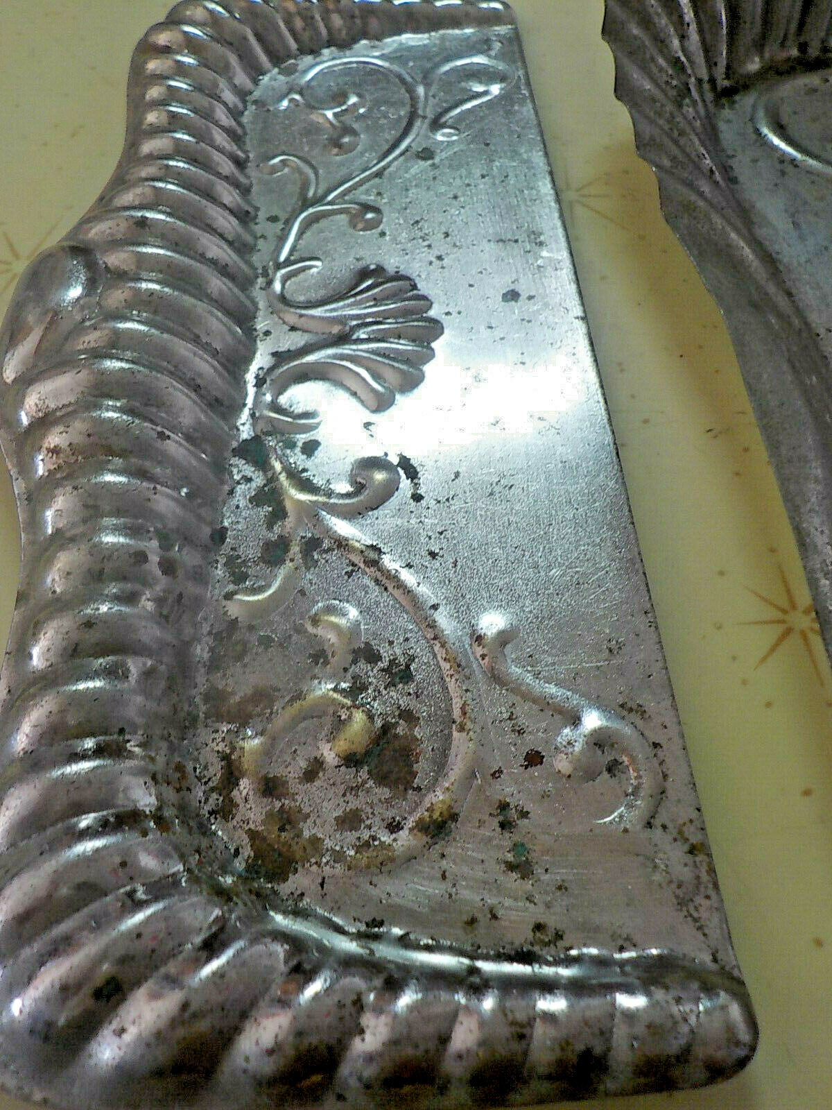 Antique Art Nouveau Silver Plated Brass Dust Pan and Scraper