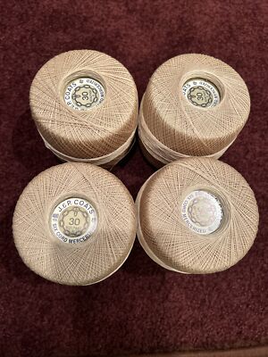 6 Vtg J&P Coats Six Cord Mercerized 30 Boilfast Ecru 61 - 400 Yards NEW!!