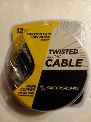 Scosche 12FT TWISTED PAIR AUDIO CABLE Oxygen-free Pure Copper Wire REDUCES NOISE