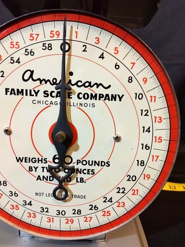 Vintage American Family Scale Company Grey 60 Pounds By Two Ounces, 1/10 LB 60#!