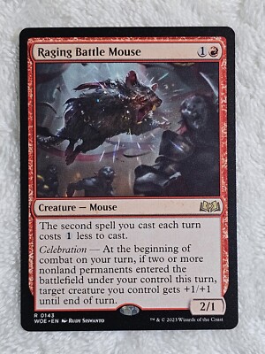 MTG Raging Battle Mouse Wilds of Eldraine #143 Magic Gathering Card Rare NM
