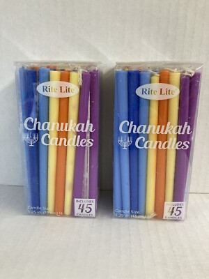 (x2) Chanukah Candles, Multi Colors, 45 Candles, 5.25'', Rite Lite