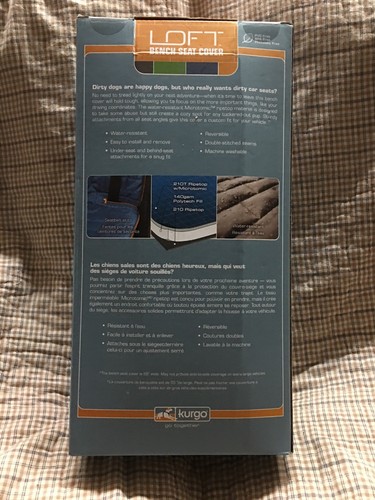 Kurgo Waterproof Loft Bench Seat Cover for Dogs Blue Gray  New In Box