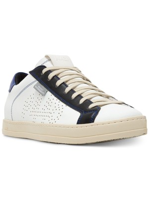 P448 Мужские белые кроссовки из кожи с перфорацией в смешанной технике John с круглым носком, 40