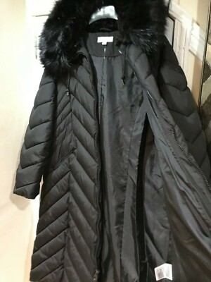Pre-owned Laundry By Shelli Segal Laundry Shelli Segal Women's Winter Puffer Parka Hood Maxi Coat Jacket Size Xxl In Black