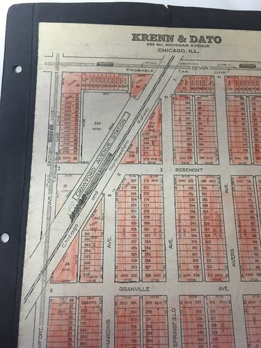 Vintage Chicago Land Plat Plot Subdivision Map Crawford Ave. Area & Pratt Morse
