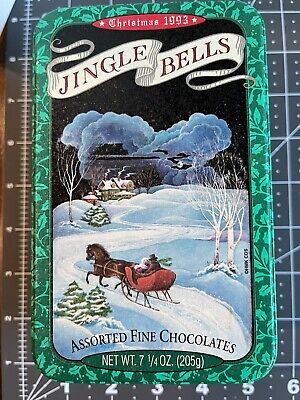 1993 Vintage Hallmark Crown Christmas Tin - Jingle Bells Chocolatier Candy - EUC