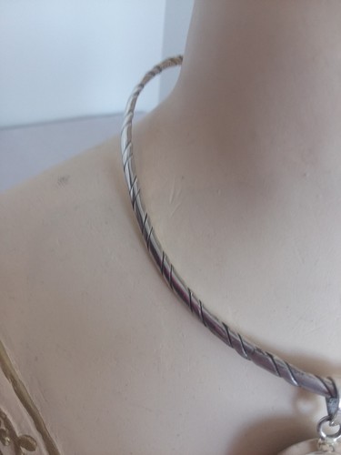 Southwestern Sterling Silver 925 Twisted Choker Necklace w/ 2