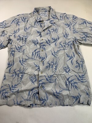 Columbia Shirt Mens Medium Gray Floral Short Sleeve Pocket Button Front Outdoor