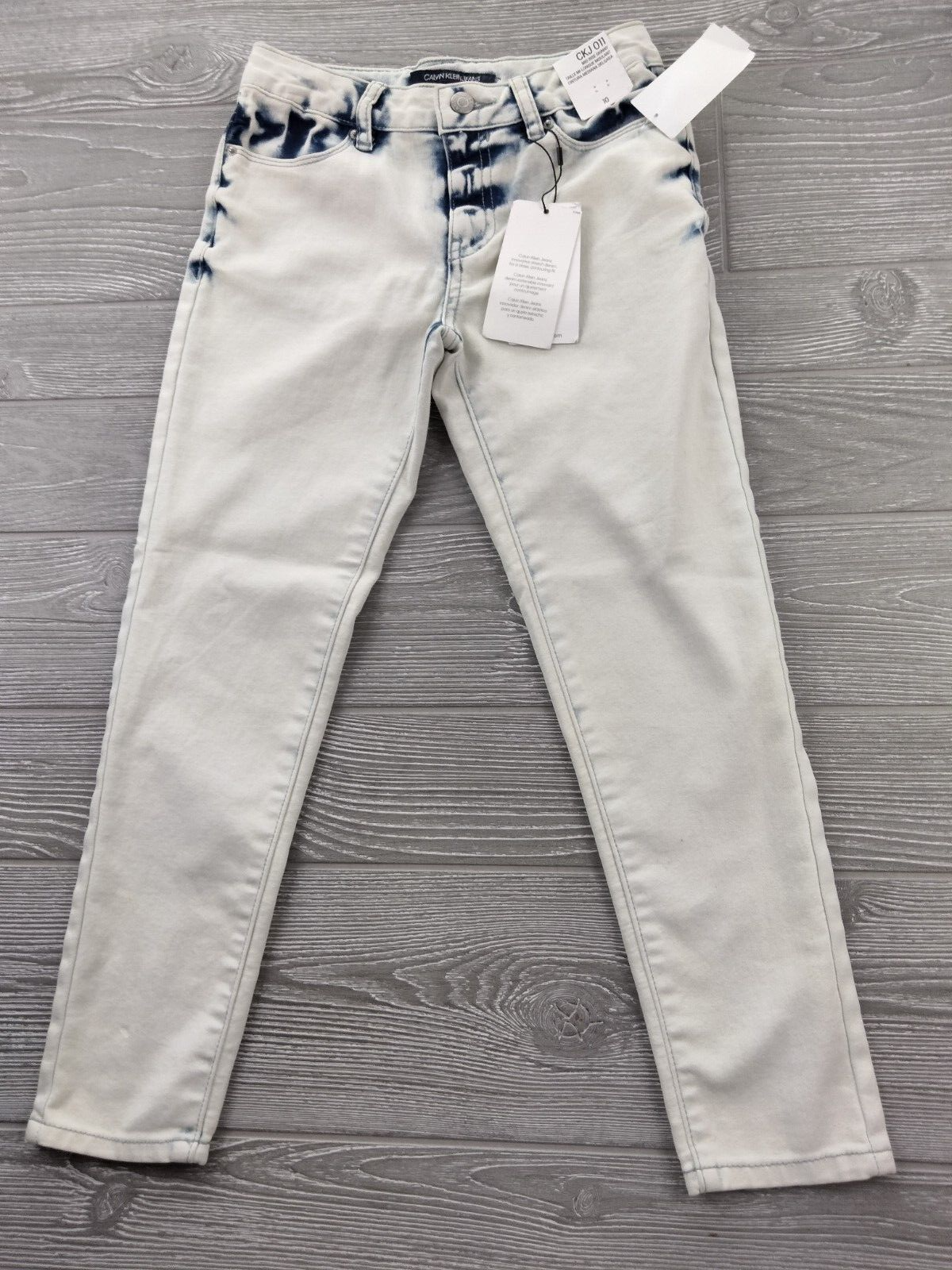 CALVIN KLEIN JEANS Girls Mid Rise Skinny White Blue Denim