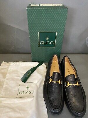 GUCCI Vintage Horsebit Loafers Shoes Black Leather Size 11 1/2 Mens US