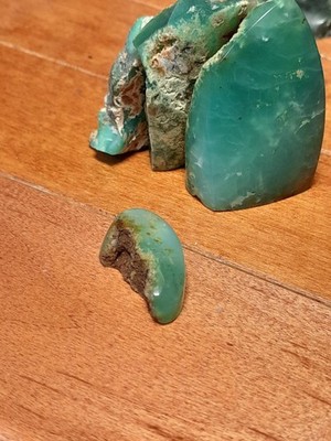Living edge Chrysoprase Drop pendant with 5mm pass trough. necklace pendant gift