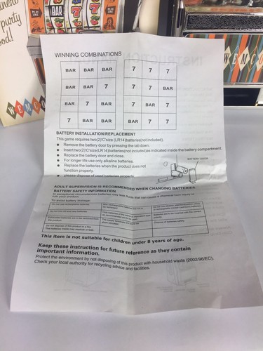 Wemco Novelty Slot Machine Tabletop Coin Bank New in Open Box