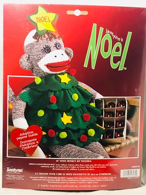 Janlynn's Christmas Sock Monkey Embroidery Kit 21'' Completed Size