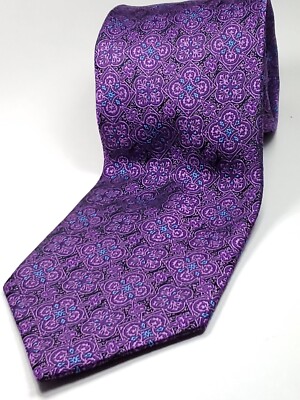STAFFORD 100% Silk Tie Men's Purple Blue Black Necktie NEW