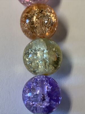 Multi Colored 8mm Crackled glass beads As Pictured 1 strand 56 beads