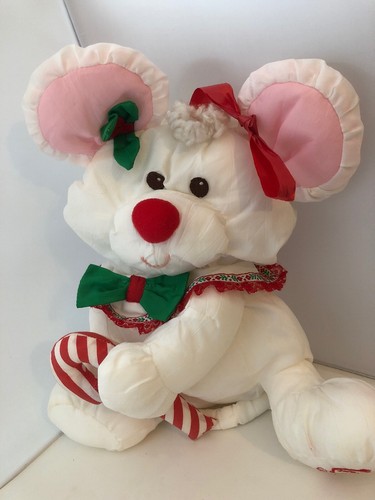 Puffalump Fisher Price White Mouse Plush Christmas Candy Cane Vintage 1987