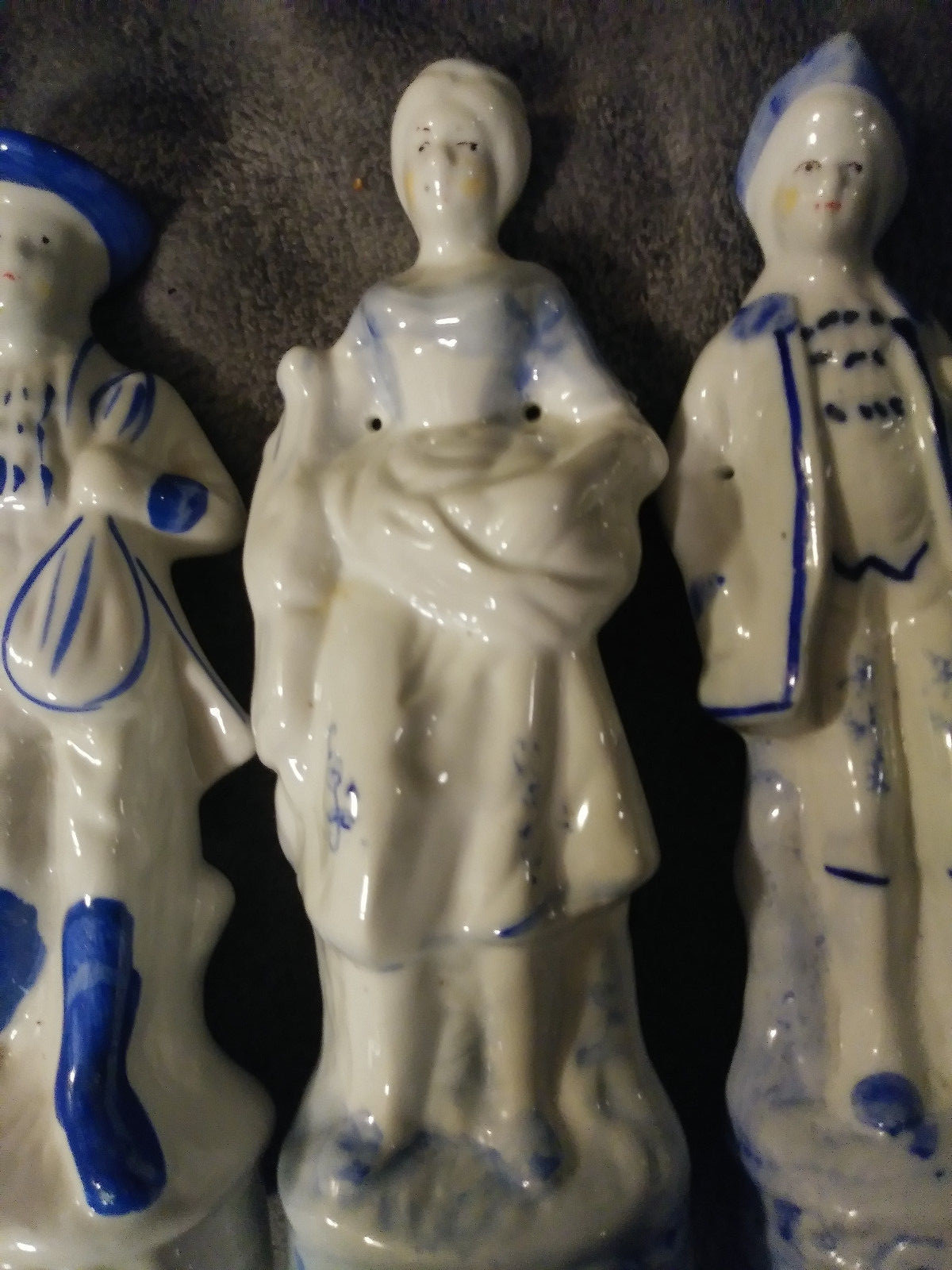 Set of Three K's Collection Blue & White Porcelain Figurines -