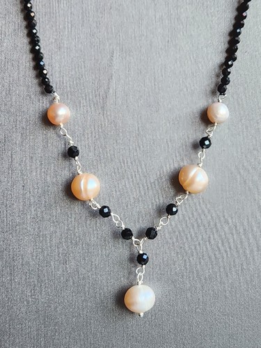 ☆送料・関税込☆BLACKPURPLE★HALF PEARL & CHAIN NECKLACE★ Hip Hop Half Pearl Half Cuban Chain Necklace for Men Women