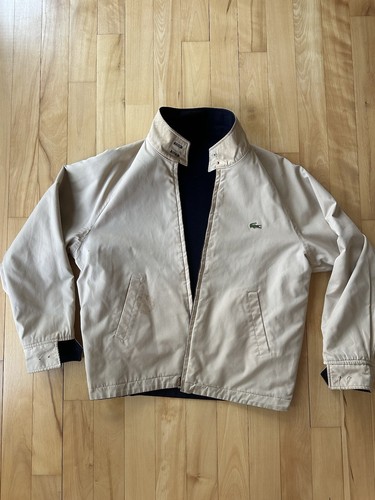 古着 短丈 Lacoste reversible jacket Vintage Mens Lacoste Reversible Navy Tan Bomber Jacket