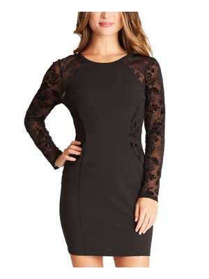 

BCX DRESS Womens Black Long Sleeve Short Cocktail Body Con Dress Juniors, Черный