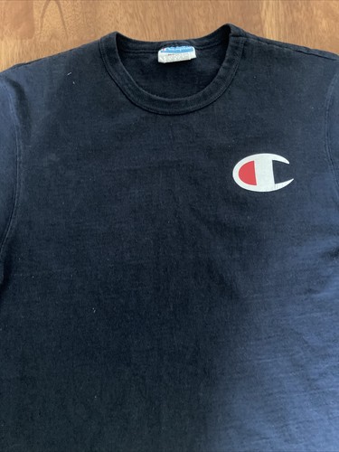 Champion Men's Vintage Navy Cotton T-shirt TEE Big C Patch