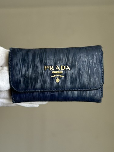 Prada Blue Saffiano Leather Key Case 6 Key Holder | eBay