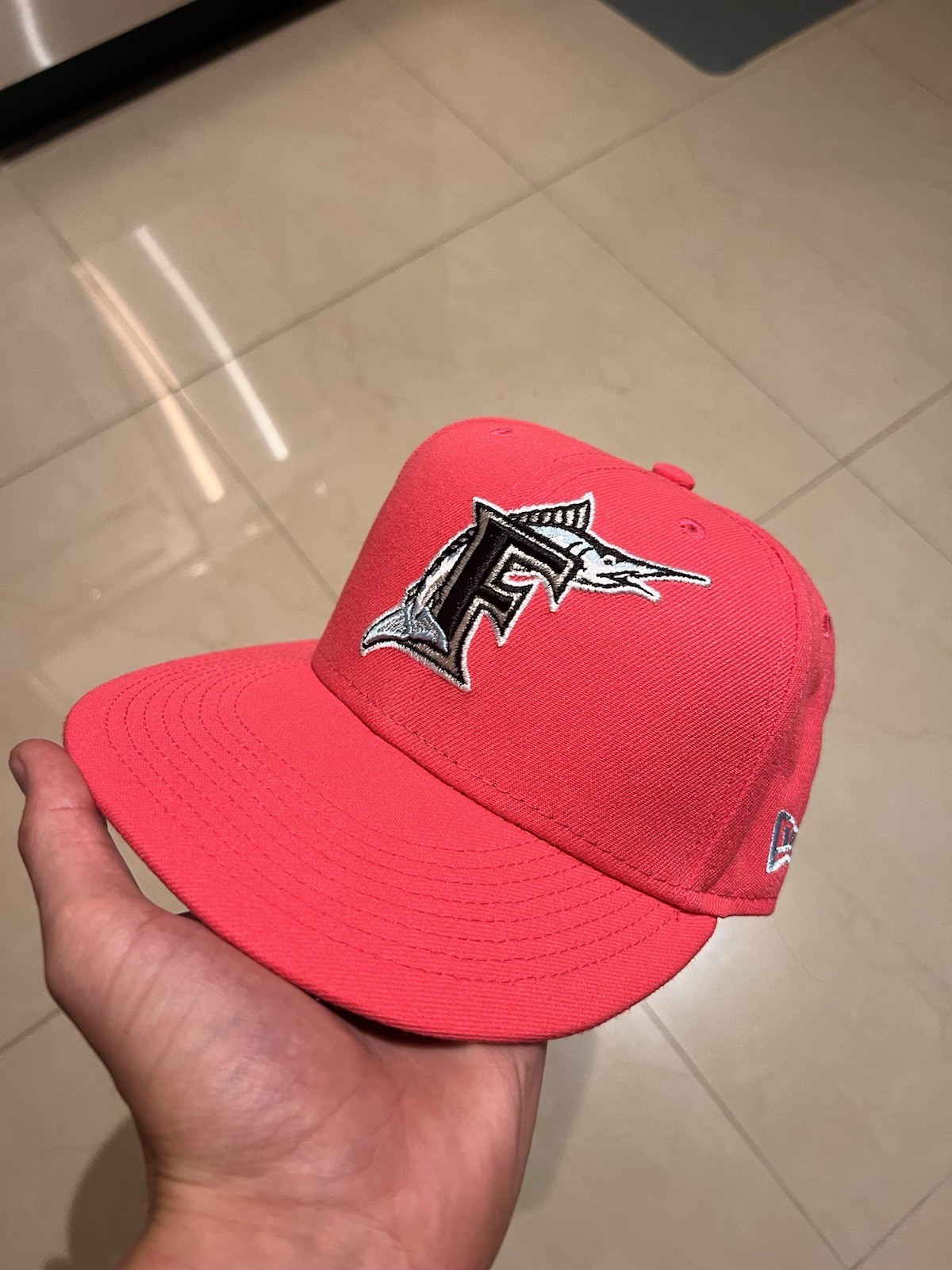 Florida Marlins New Era Fitted Hat 7  1/4 59/50 100 Anniversary WS Patch Hatclub
