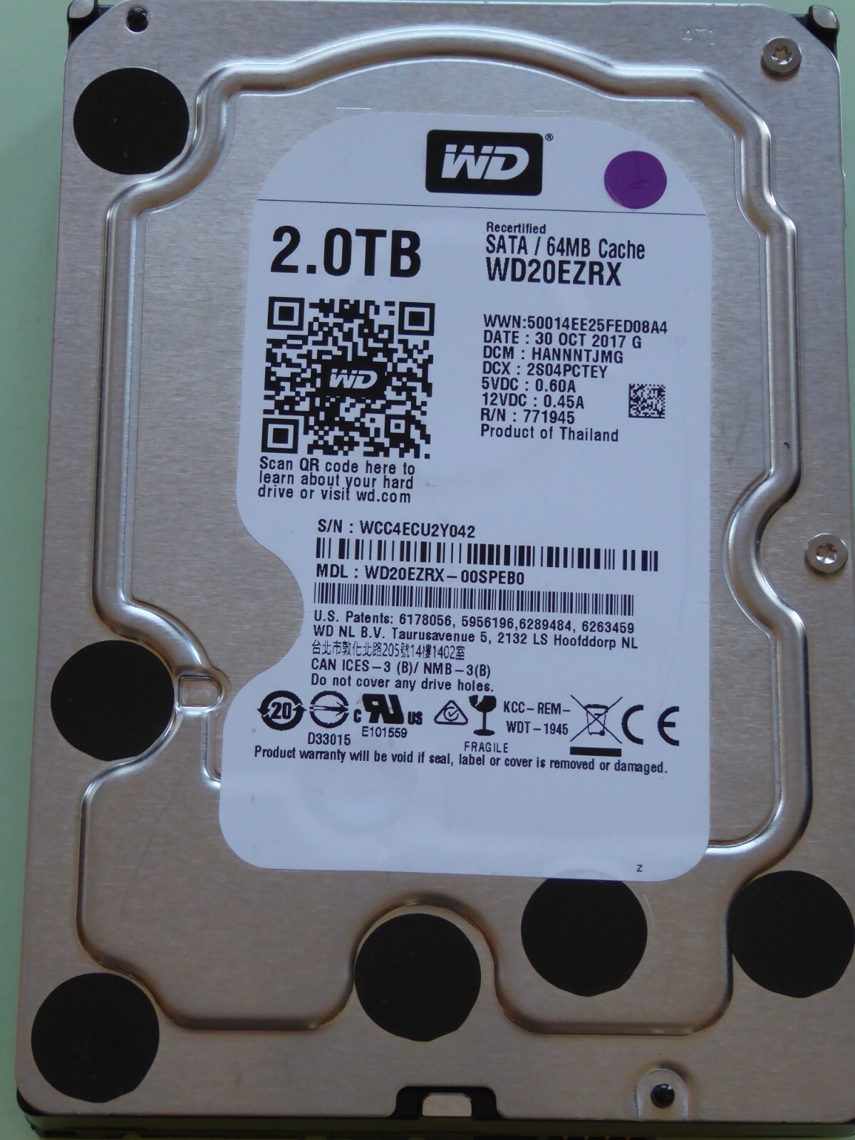 Western Digital WD20EZRX-00SPEB0 DCM: HANNNTJMG | 30 OCT