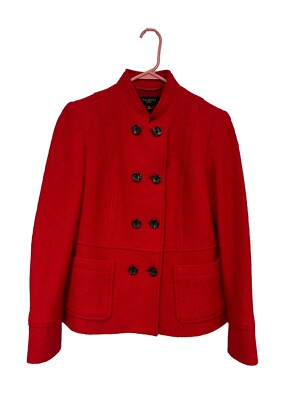 Talbots Berkshire Double Breasted Wool Blend Jacket Red Sz 6P Holiday Career EUC