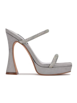 

NINE WEST Женские серые босоножки без шнуровки на каблуке с квадратным носком Adine, Серый, WNADINE2