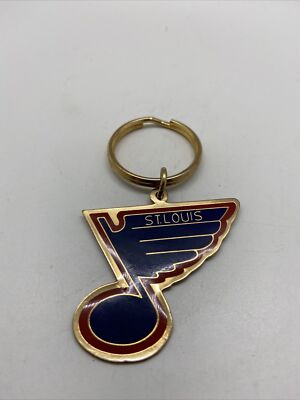 NHL Hockey St. Louis Blues Old Logo with Red 1.6 x 1.7 Inch Keychain Keyring
