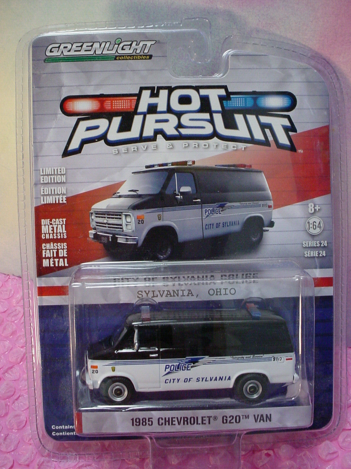 Greenlight Hot Pursuit 1985 CHEVROLET G20 VAN🚓Police City of