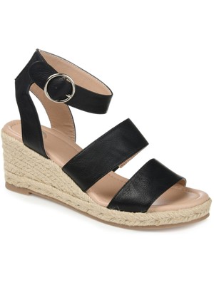 

JOURNEE COLLECTION Женские черные эспадрильи Nora на танкетке с пряжкой, 8,5 м, Черный, NORRA-SANDAL