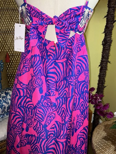 Pre-owned Lilly Pulitzer Bernadetta Maxi Dress Passion Fruit Pink Wild Nights Size 6