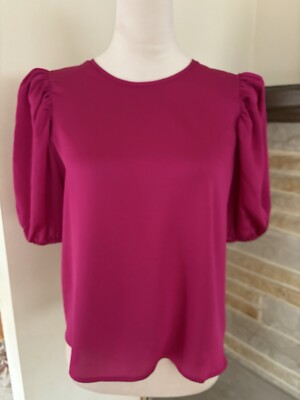 Express NWT raspberry orchid open back shirt top puffy sleeves sz L