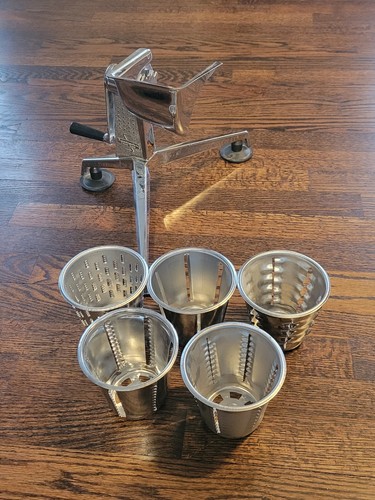 Saladmaster Food Processor Hand Crank Shredder Chopper Slicer 5 Cones Included