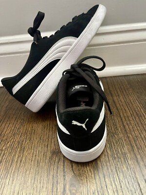 Size 5C kids - Puma Black White Suede Shoes Sneakers NEW