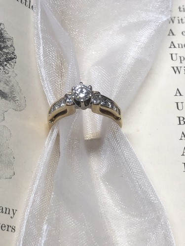 VINTAGE  ROUND BRILLIANT DIAMOND ENGAGEMENT 14K YELLOW GOLD RING SZ 9