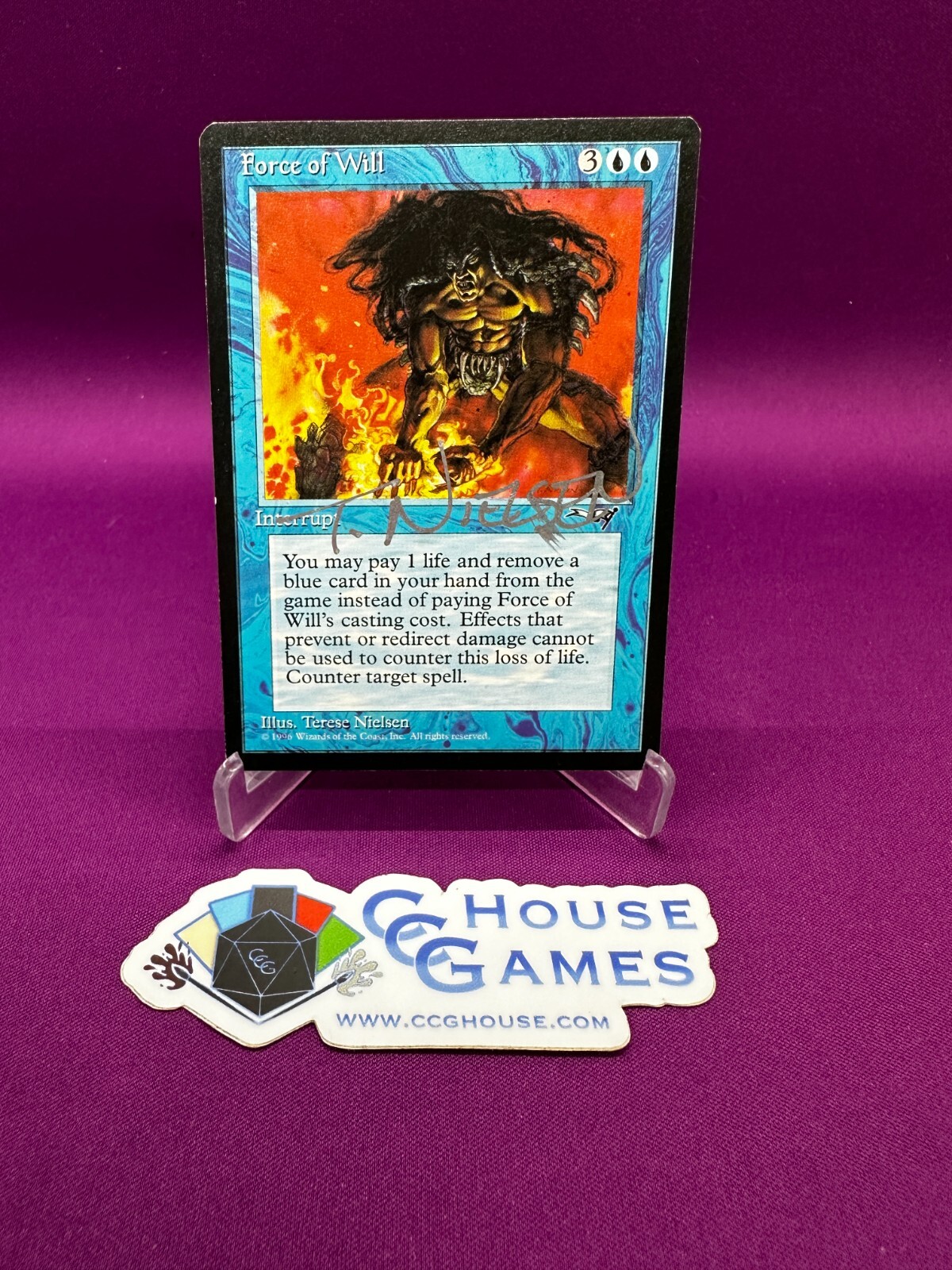 Force of Will - SIGNED - Alliances Terese Nielsen Magic MTG Force of Will - SIGNED - Alliances Terese Nielsen Magic MTG