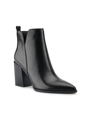 

NINE WEST Женские кожаные ботильоны черного цвета с V-образным вырезом и птичьим мыском на блочном каблуке, размер 6,5 м, Черный, WNBIRDS